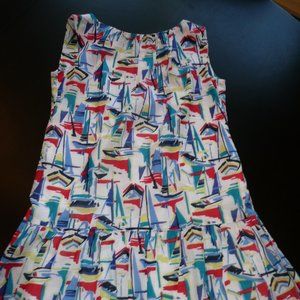 Milly Minis Sailboats Graphics Drop Waist Ruffle Girl Size 8 Summer Cotton Dress
